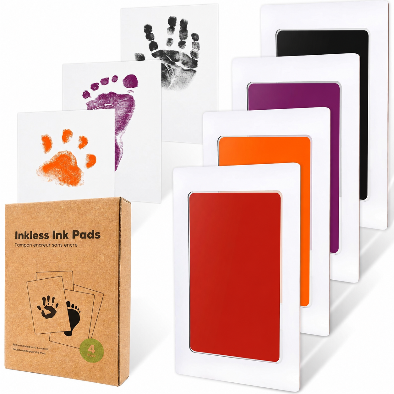 Pack Of 4 Baby Handprint And Footprint Kit With Ink Pads