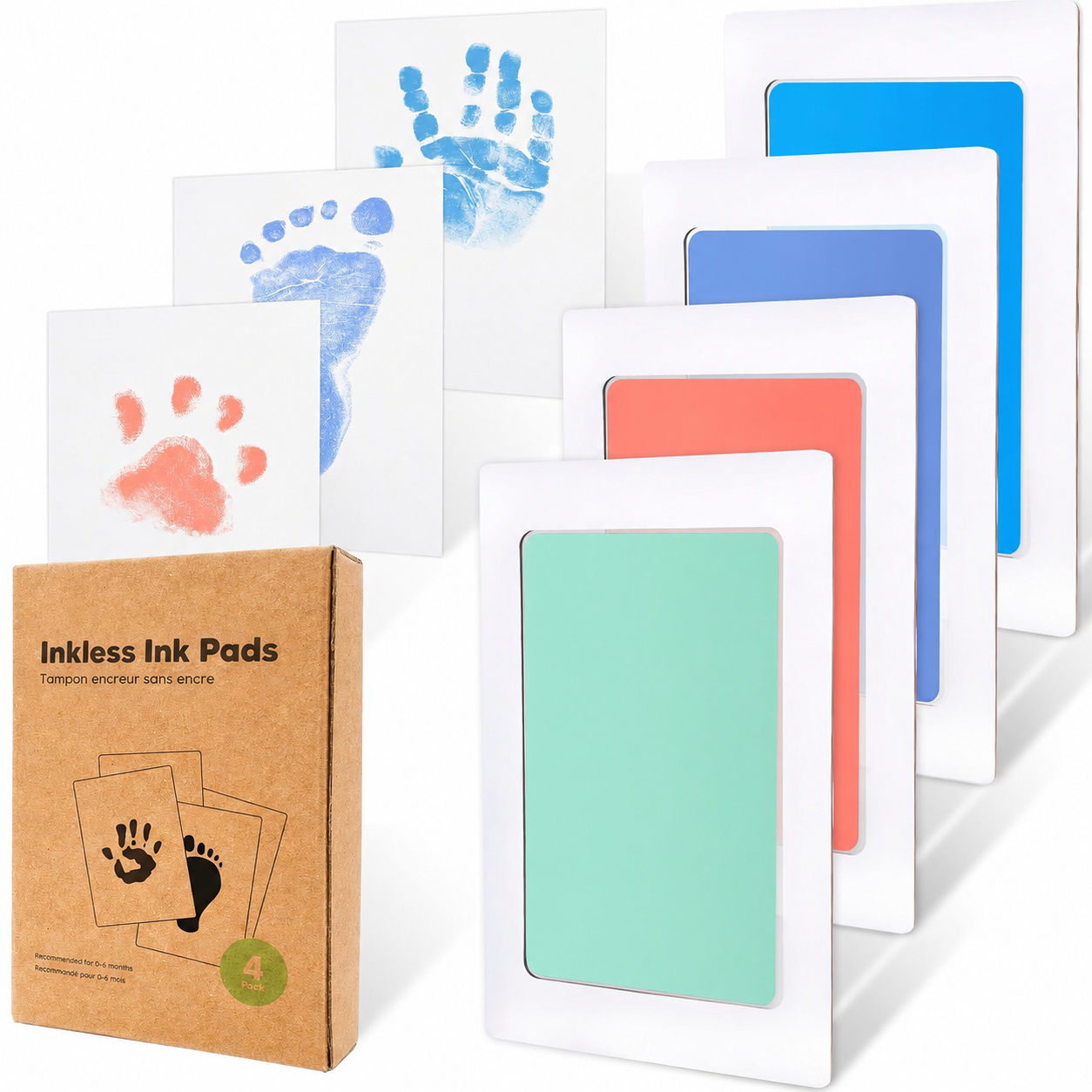 Pack Of 4 Baby Handprint And Footprint Kit With Ink Pads