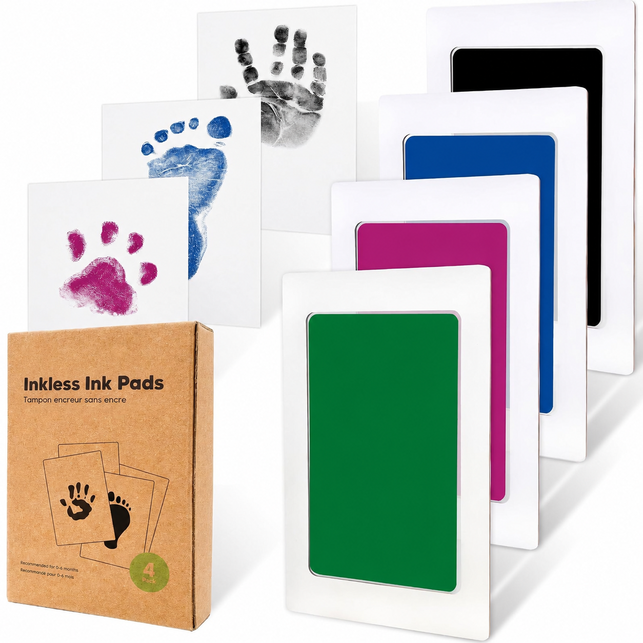Pack Of 4 Baby Handprint And Footprint Kit With Ink Pads