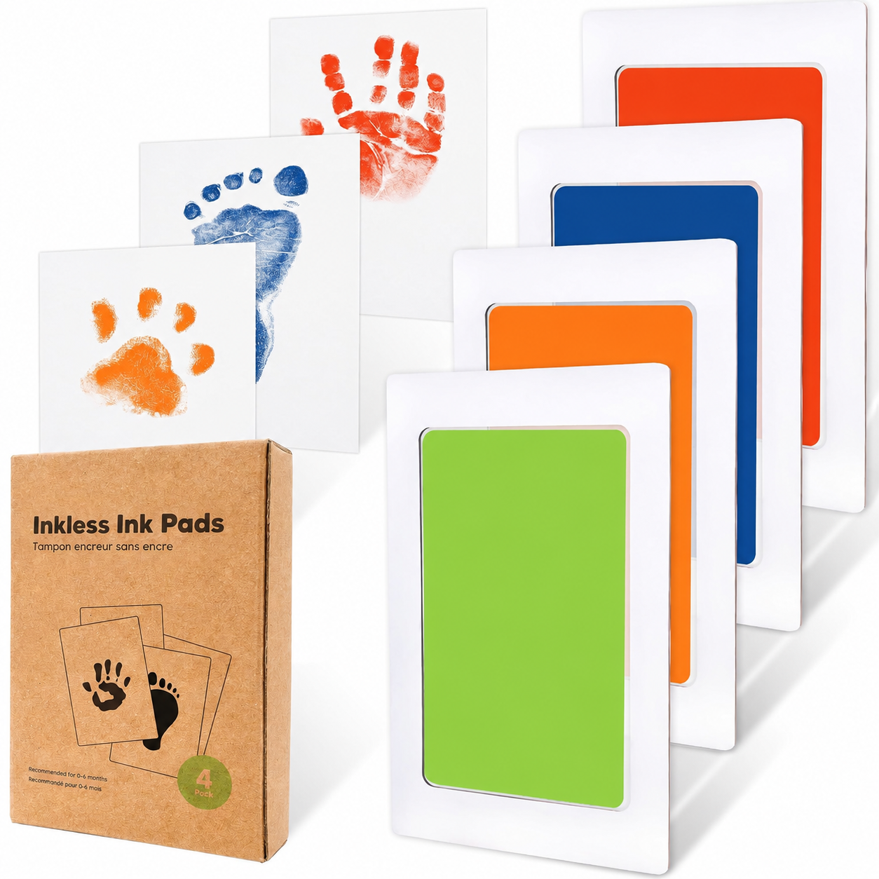 Pack Of 4 Baby Handprint And Footprint Kit With Ink Pads