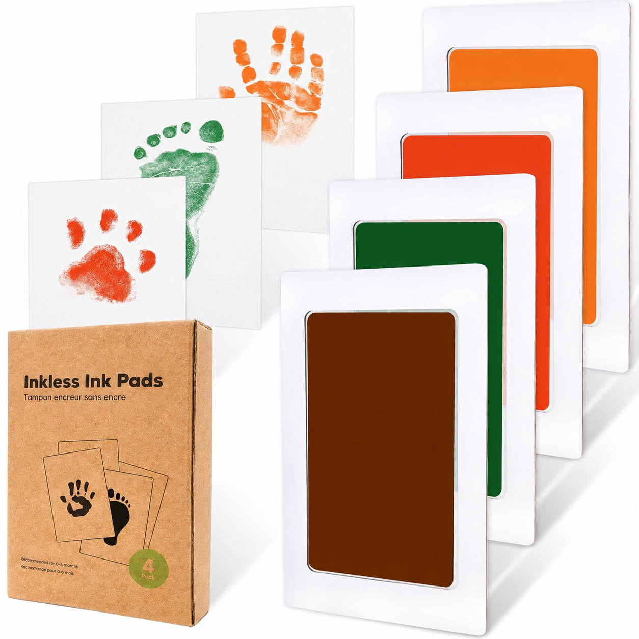 Pack Of 4 Baby Handprint And Footprint Kit With Ink Pads