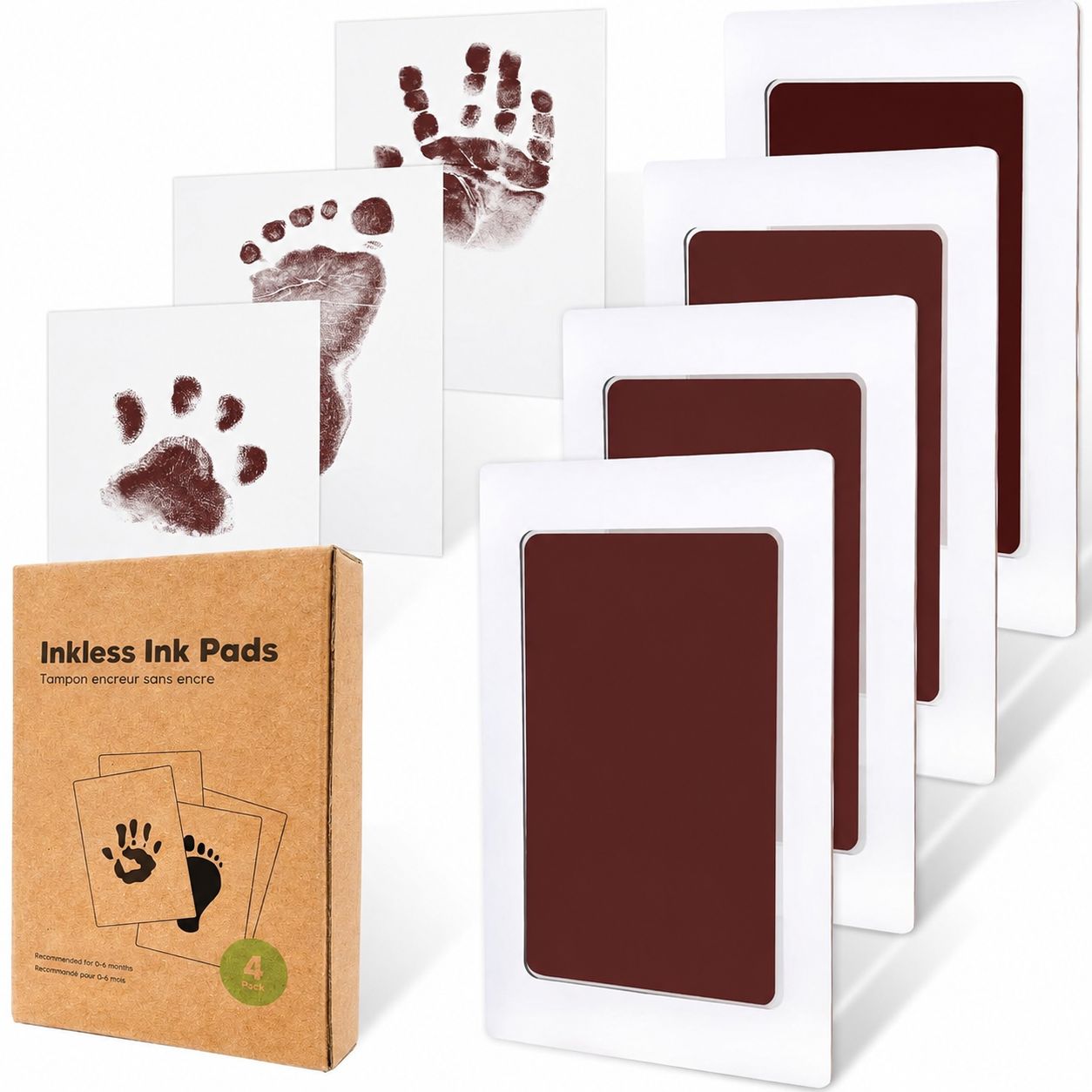 Pack Of 4 Baby Handprint And Footprint Kit With Ink Pads