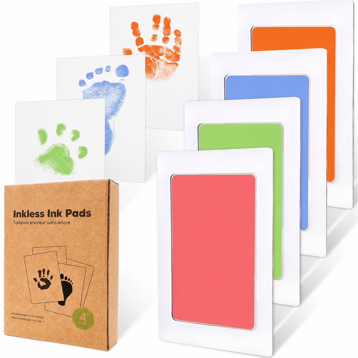 Pack Of 4 Baby Handprint And Footprint Kit With Ink Pads