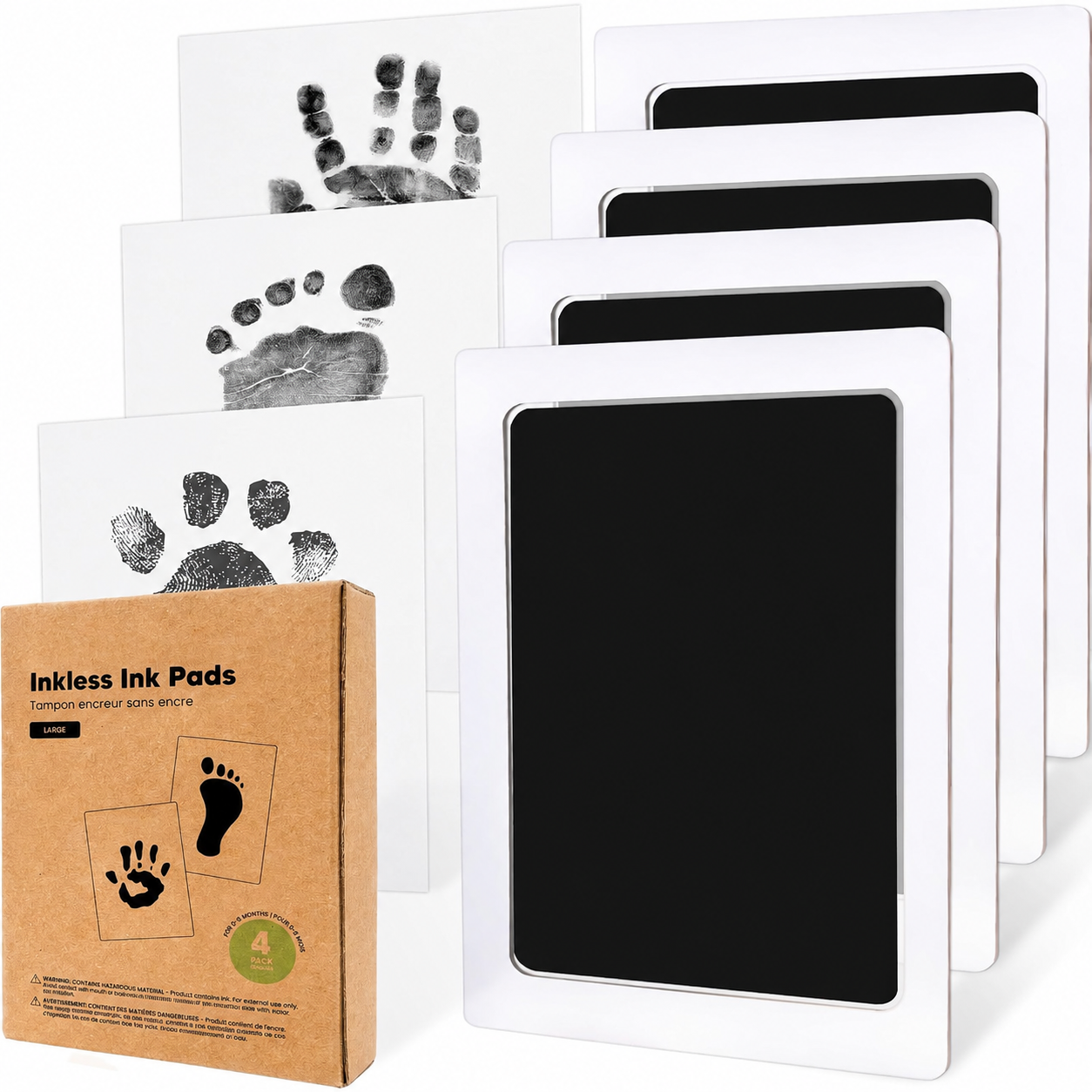 Pack Of 4 Baby Handprint And Footprint Kit With Ink Pads