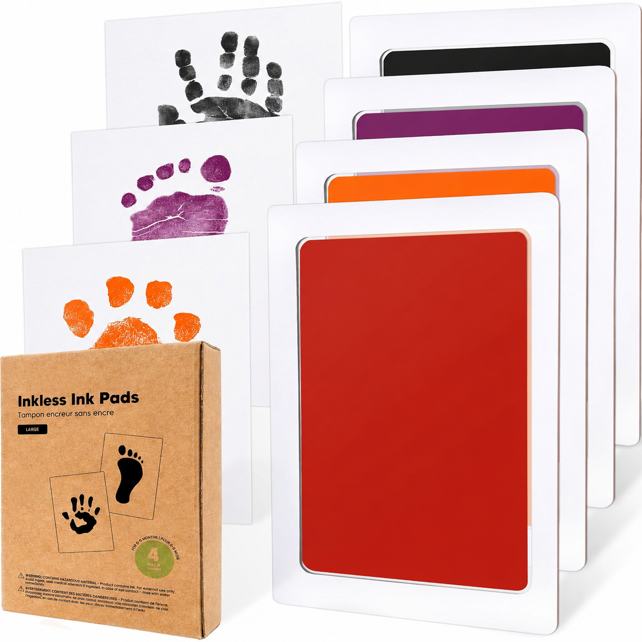 Pack Of 4 Baby Handprint And Footprint Kit With Ink Pads