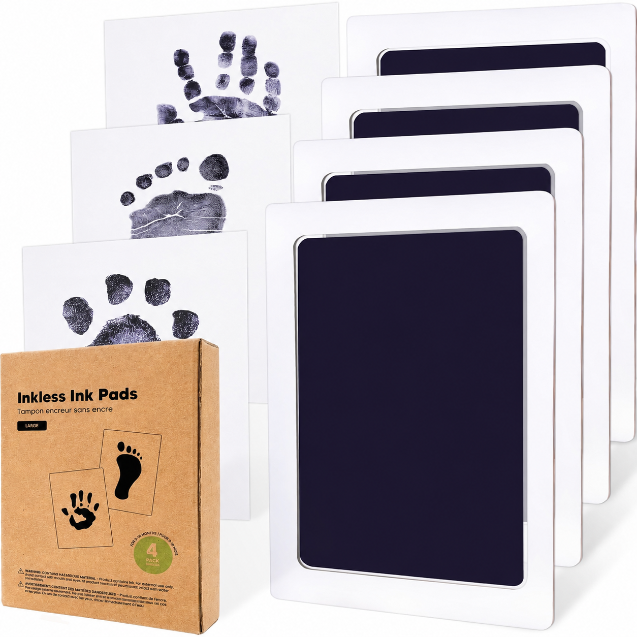Pack Of 4 Baby Handprint And Footprint Kit With Ink Pads