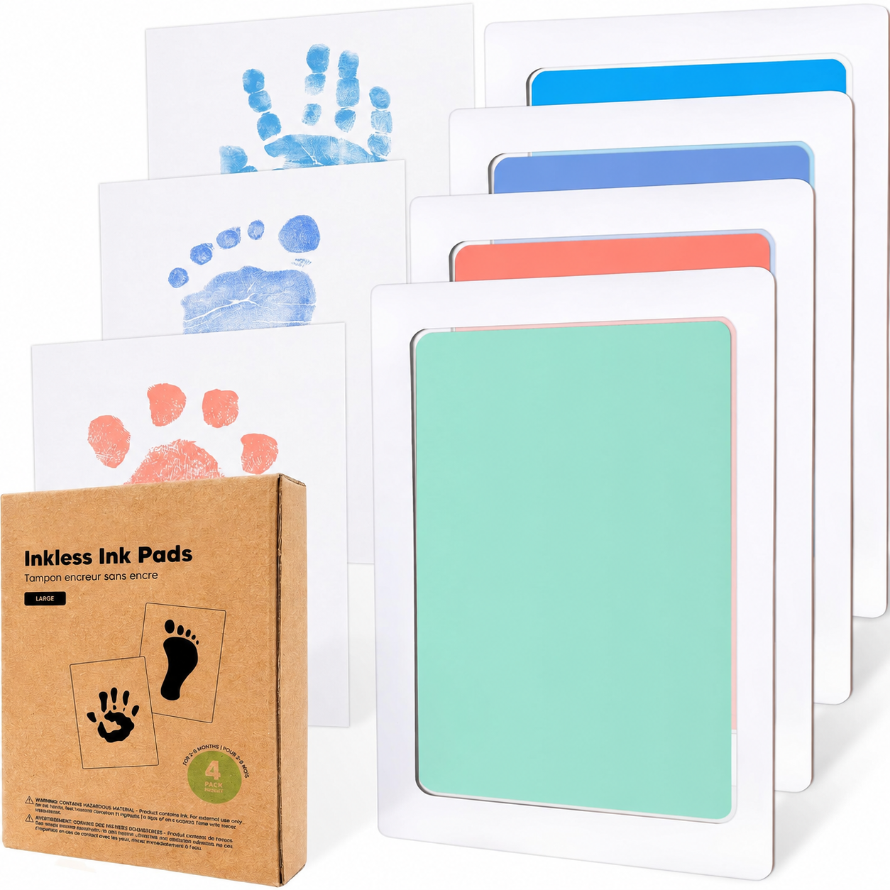 Pack Of 4 Baby Handprint And Footprint Kit With Ink Pads
