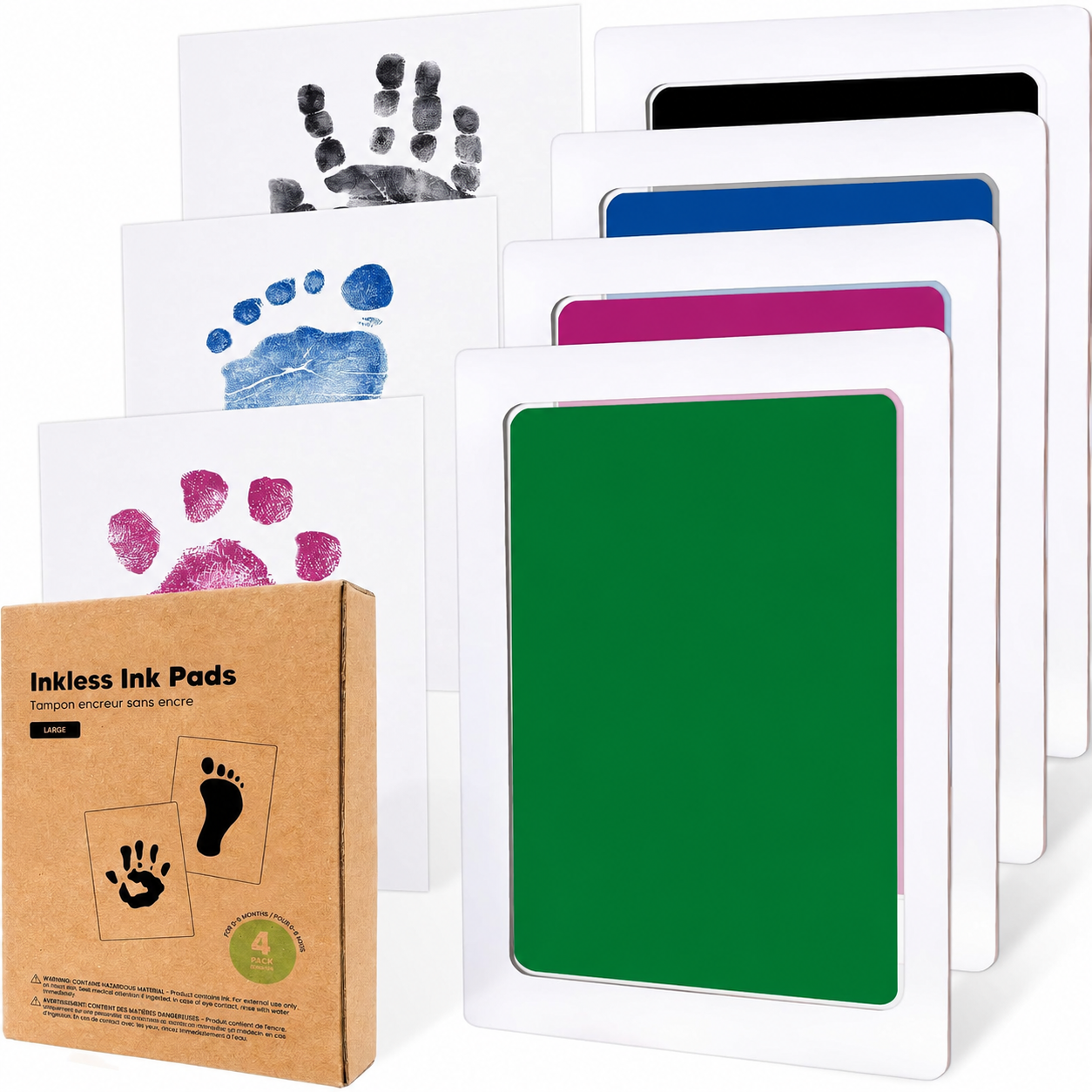 Pack Of 4 Baby Handprint And Footprint Kit With Ink Pads