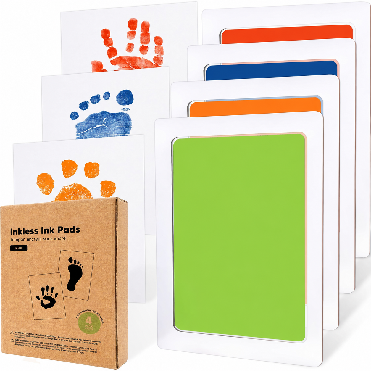 Pack Of 4 Baby Handprint And Footprint Kit With Ink Pads