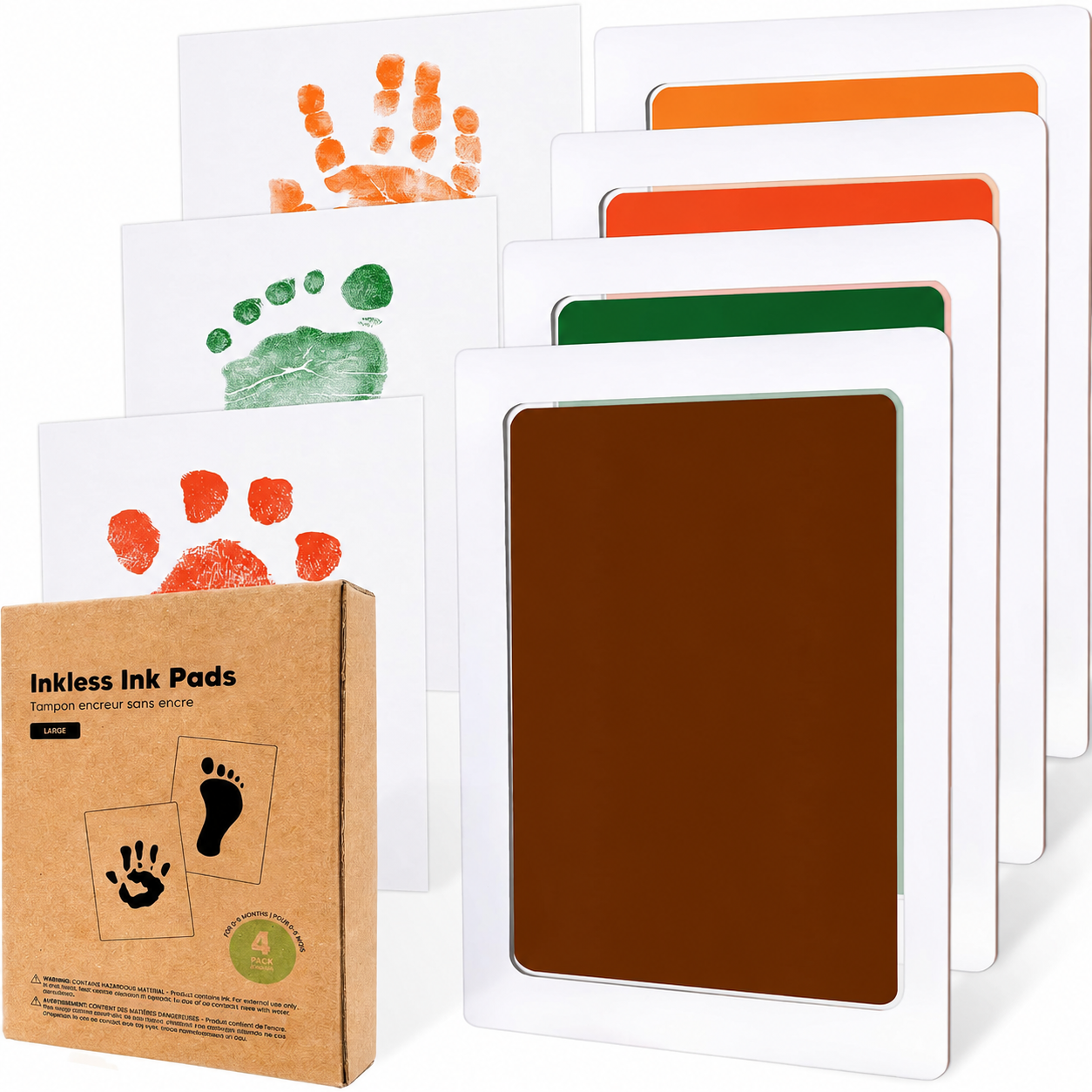 Pack Of 4 Baby Handprint And Footprint Kit With Ink Pads