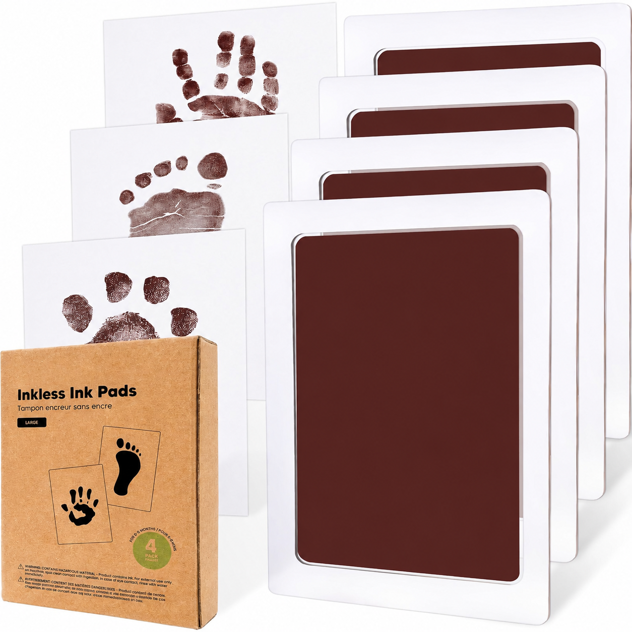 Pack Of 4 Baby Handprint And Footprint Kit With Ink Pads