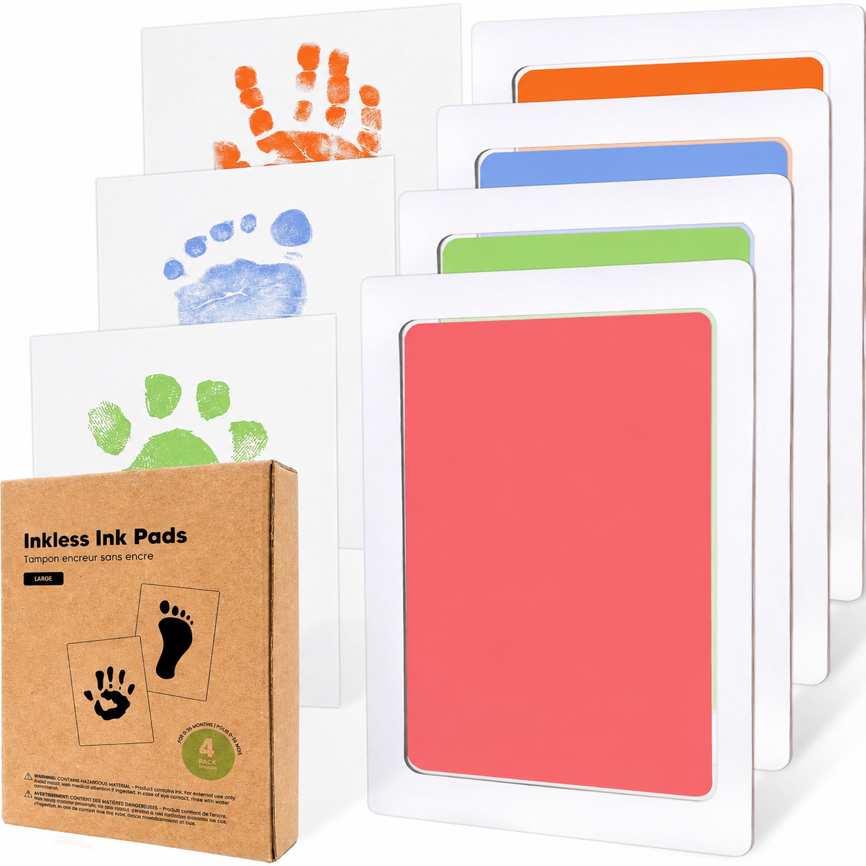 Pack Of 4 Baby Handprint And Footprint Kit With Ink Pads