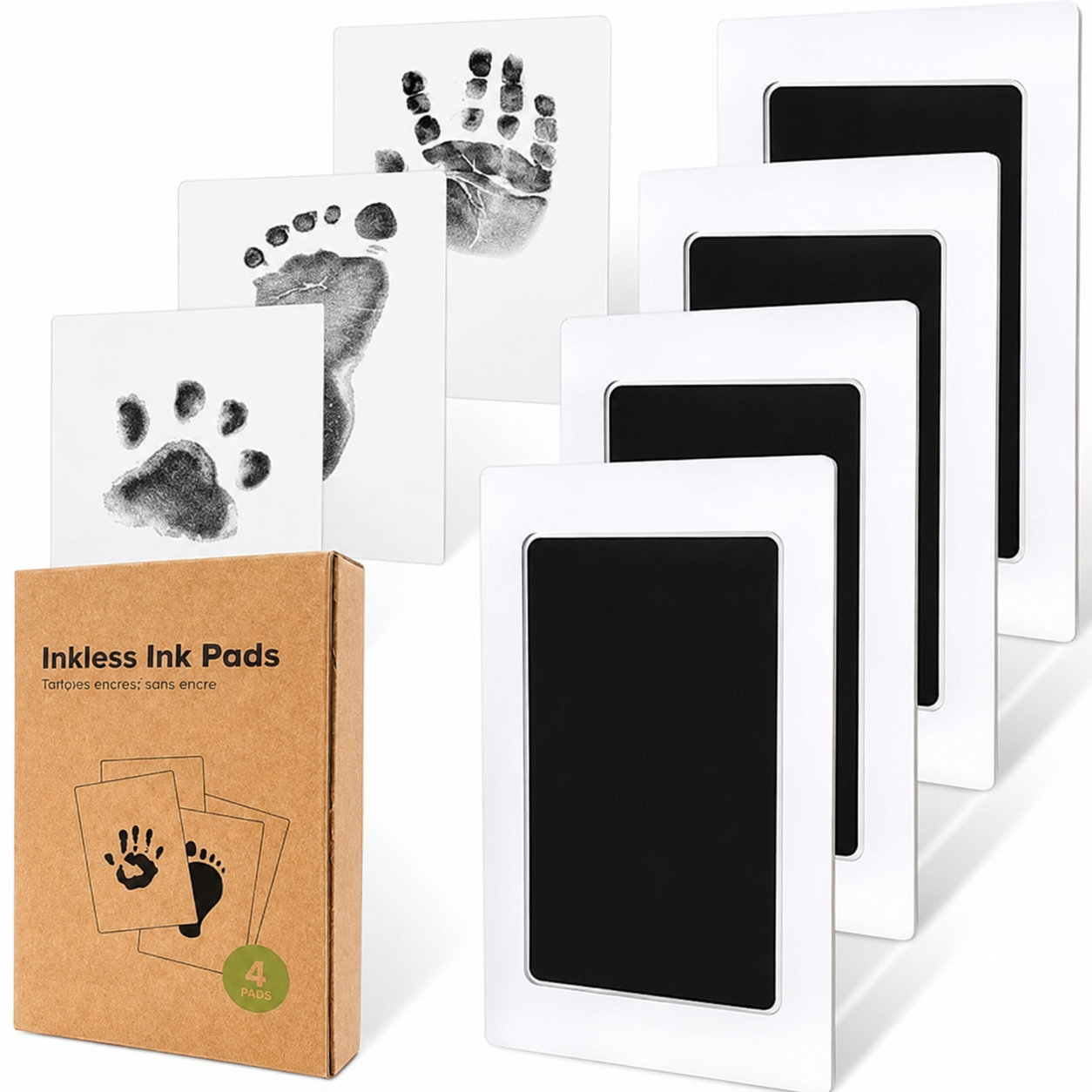 Pack Of 4 Baby Handprint And Footprint Kit With Ink Pads