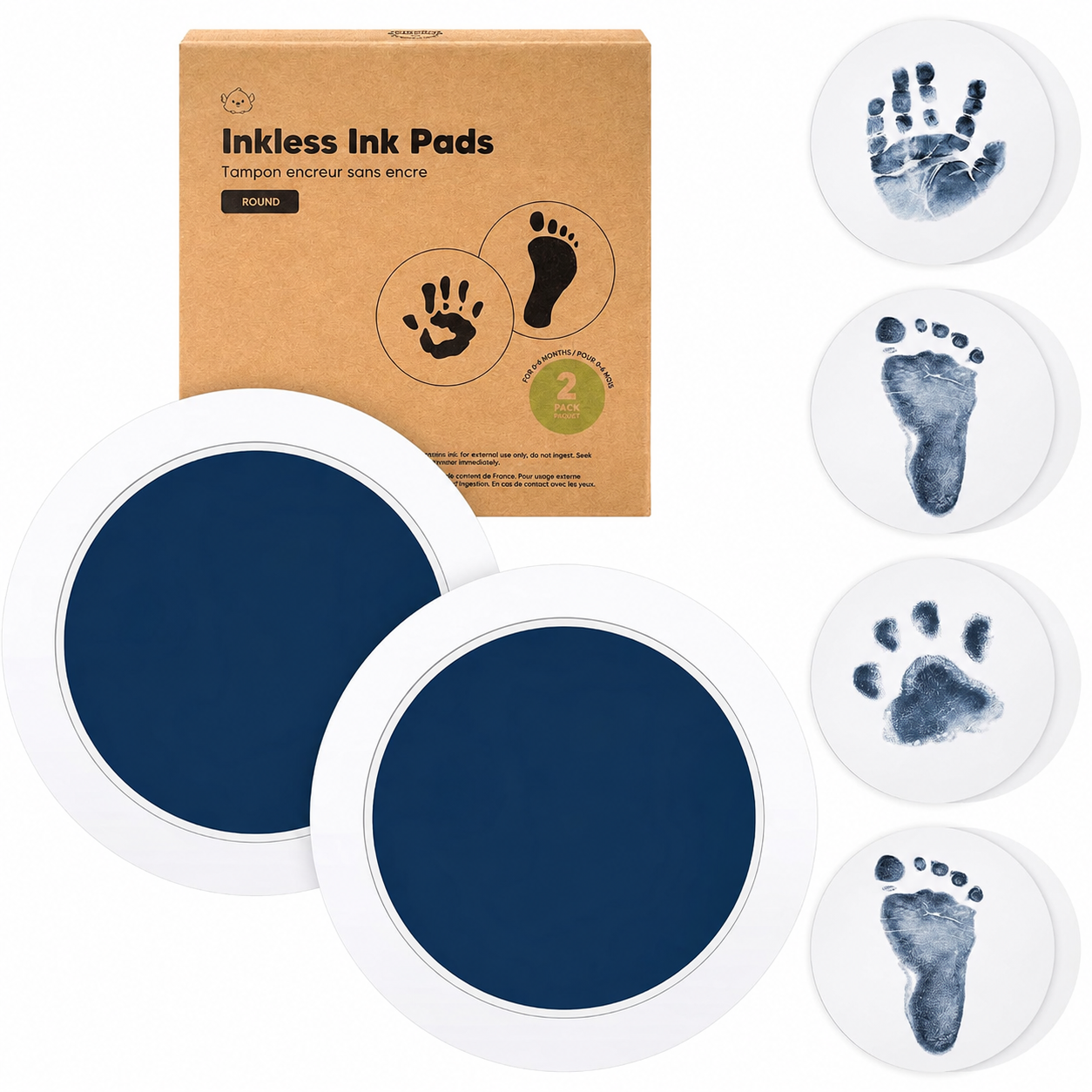 Pack Of 2 Baby Handprint And Footprint Kit With Round Ink Pads