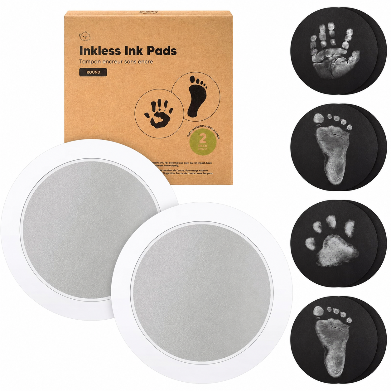 Pack Of 2 Baby Handprint And Footprint Kit With Round Ink Pads