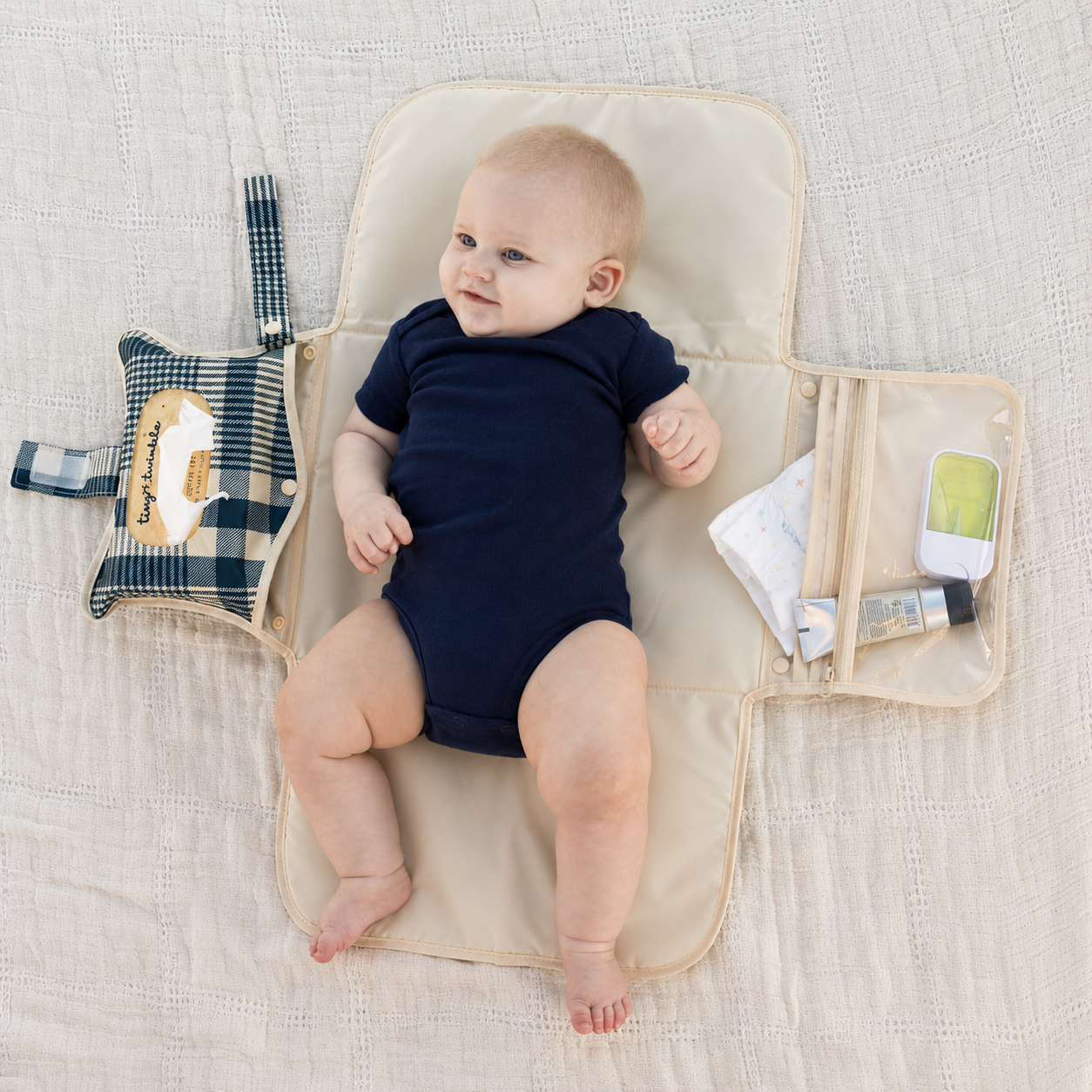 Portable Diaper Changing Pad With Smart Wipes Pocket And Organised Storage