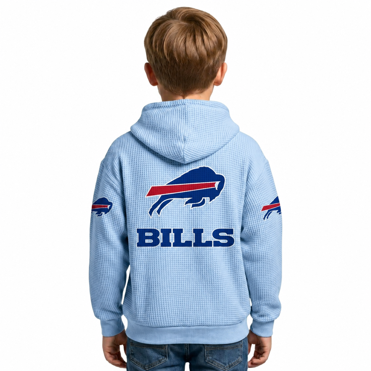 Buffalo Bills EST 1959 Printed Waffle Quarter Zip Football Fan Hoodie For Kids