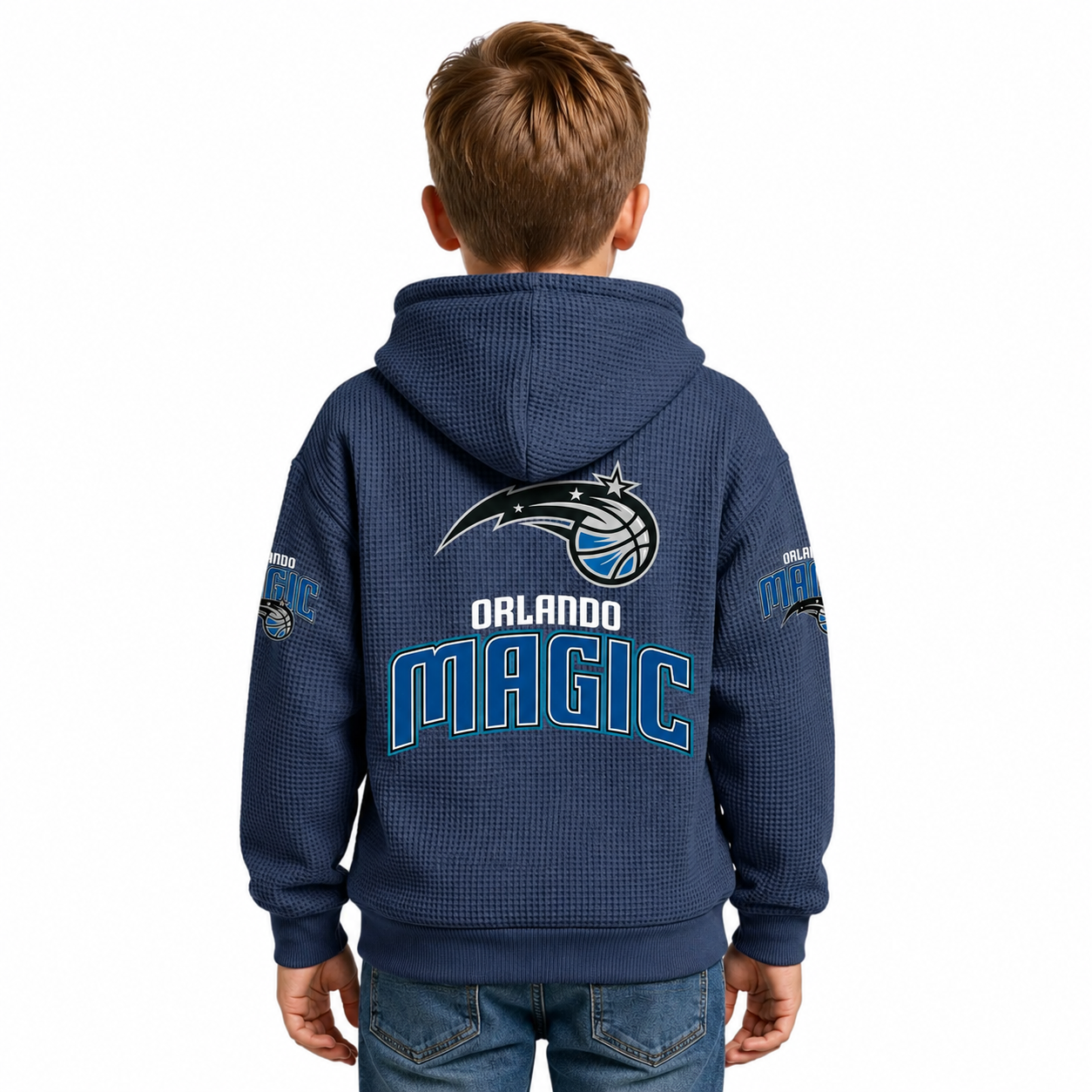 Orlando Magic EST 1989 Printed Waffle Quarter Zip Basketball Fan Hoodie For Kids
