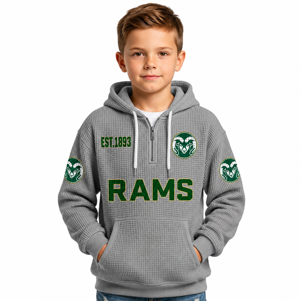 Los Angeles Angels EST 1961 Printed Waffle Quarter Zip Baseball Fan Hoodie For Kids