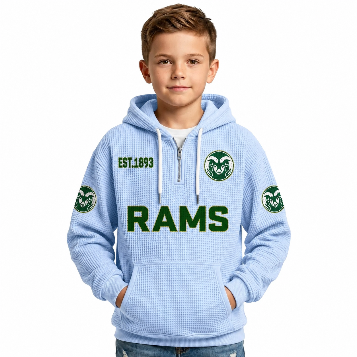 Los Angeles Angels EST 1961 Printed Waffle Quarter Zip Baseball Fan Hoodie For Kids