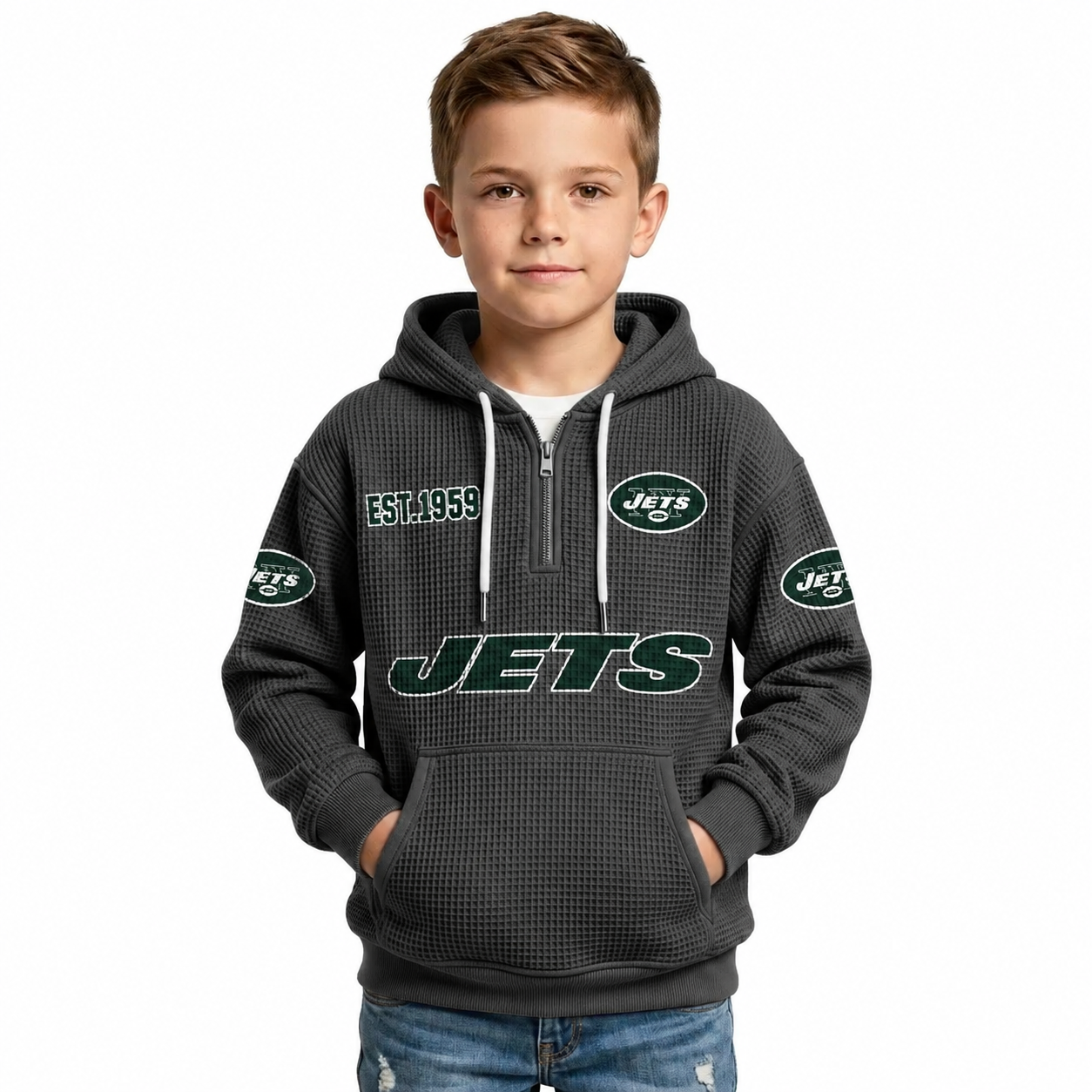 Jets EST 1959 Quarter Zip Hoodie For Kids