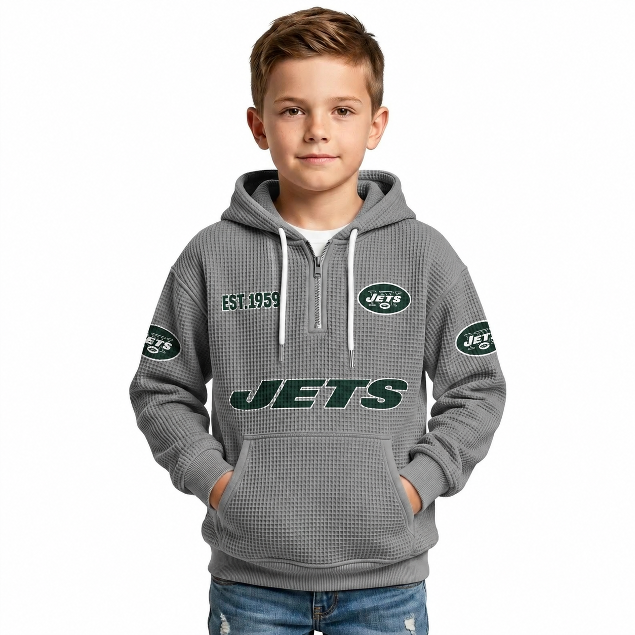 Jets EST 1959 Quarter Zip Hoodie For Kids