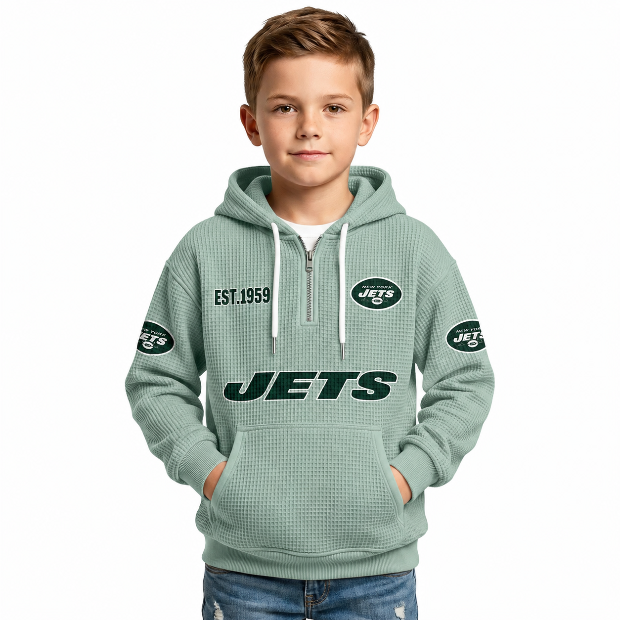Jets EST 1959 Quarter Zip Hoodie For Kids