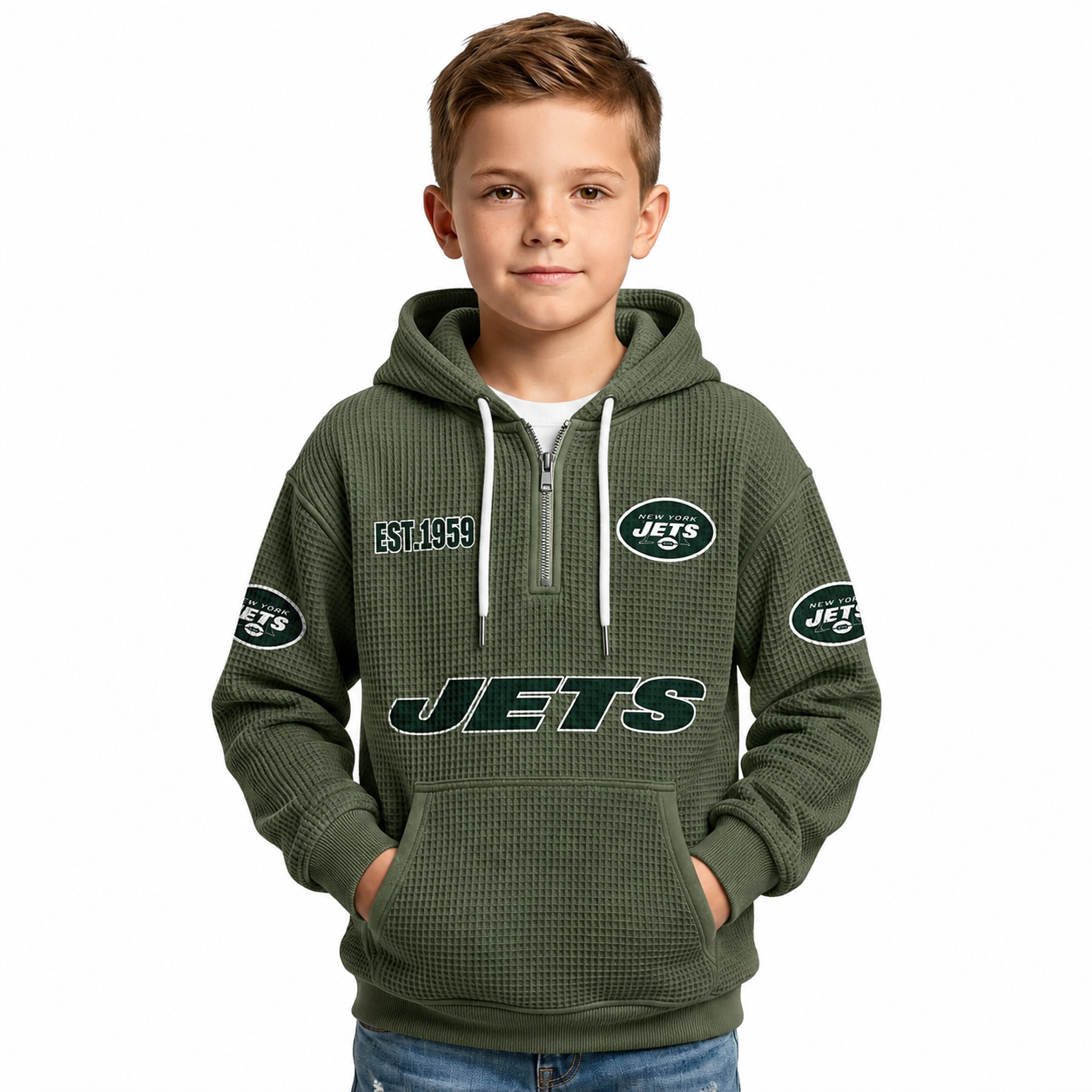 Jets EST 1959 Quarter Zip Hoodie For Kids