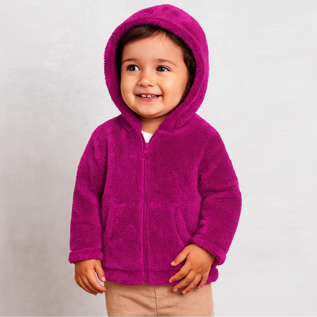 Kids Long Sleeve Sherpa Zip Up Hoodie for Girls