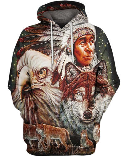 Children Eagle And Tiger Printed Hoodie-Cozy Stroller