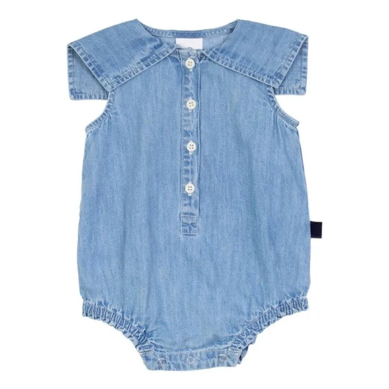 Classic Chambray Romper-Cozy Stroller