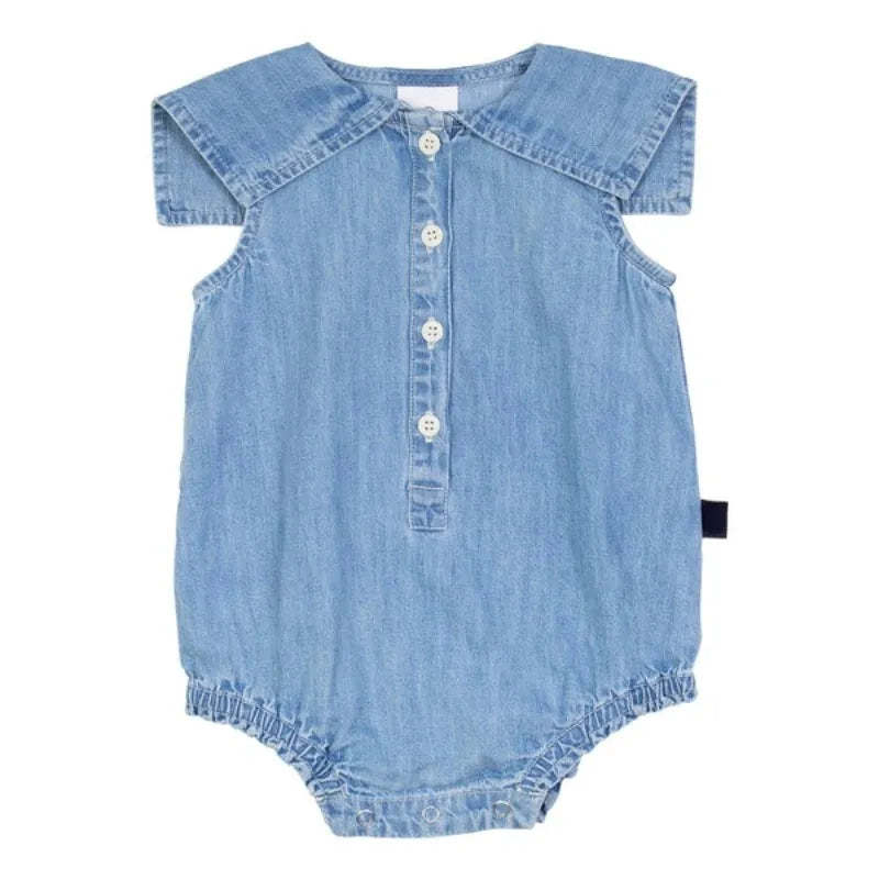 Classic Chambray Romper-Cozy Stroller