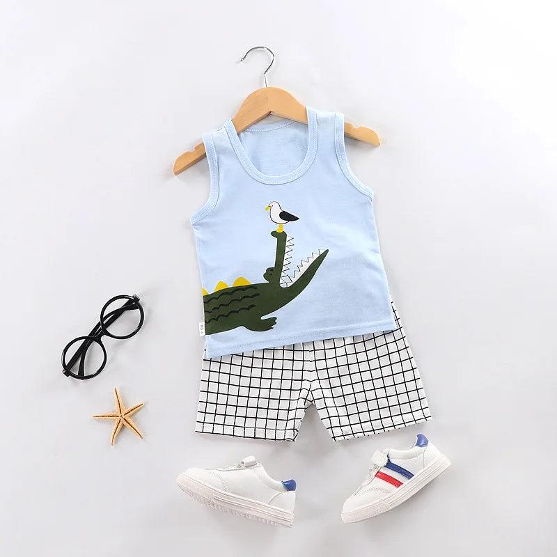 Design Print Clothing T Shirt And Shorts Sets-Cozy Stroller
