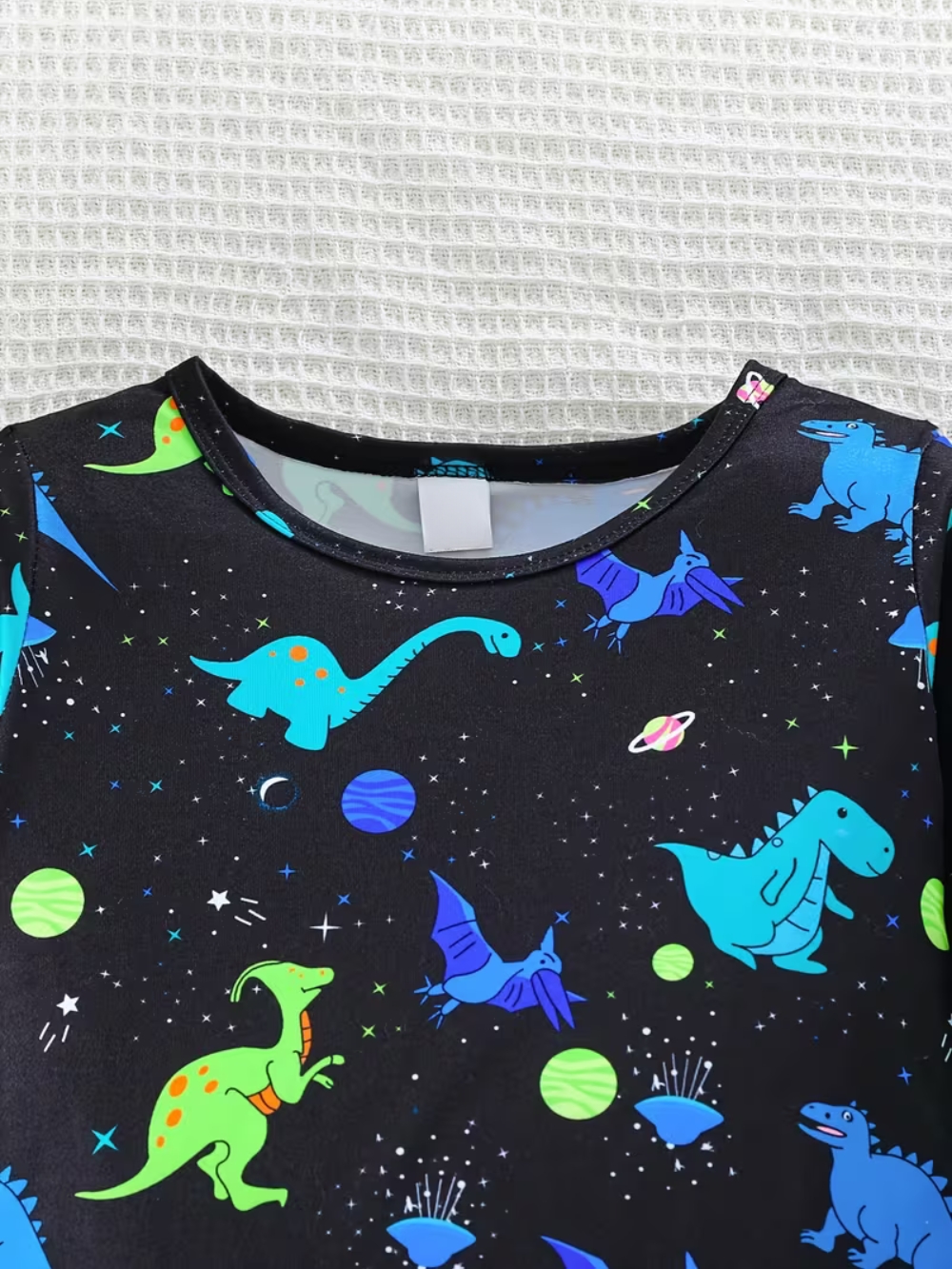 Dinosaur Print Pajama Set With Glow Effect