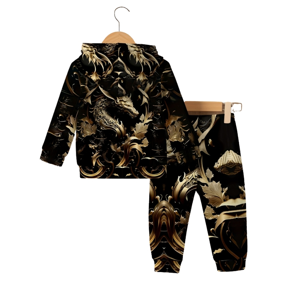 Dragon Pattern Hooded Onesie For Outdoor For Baby