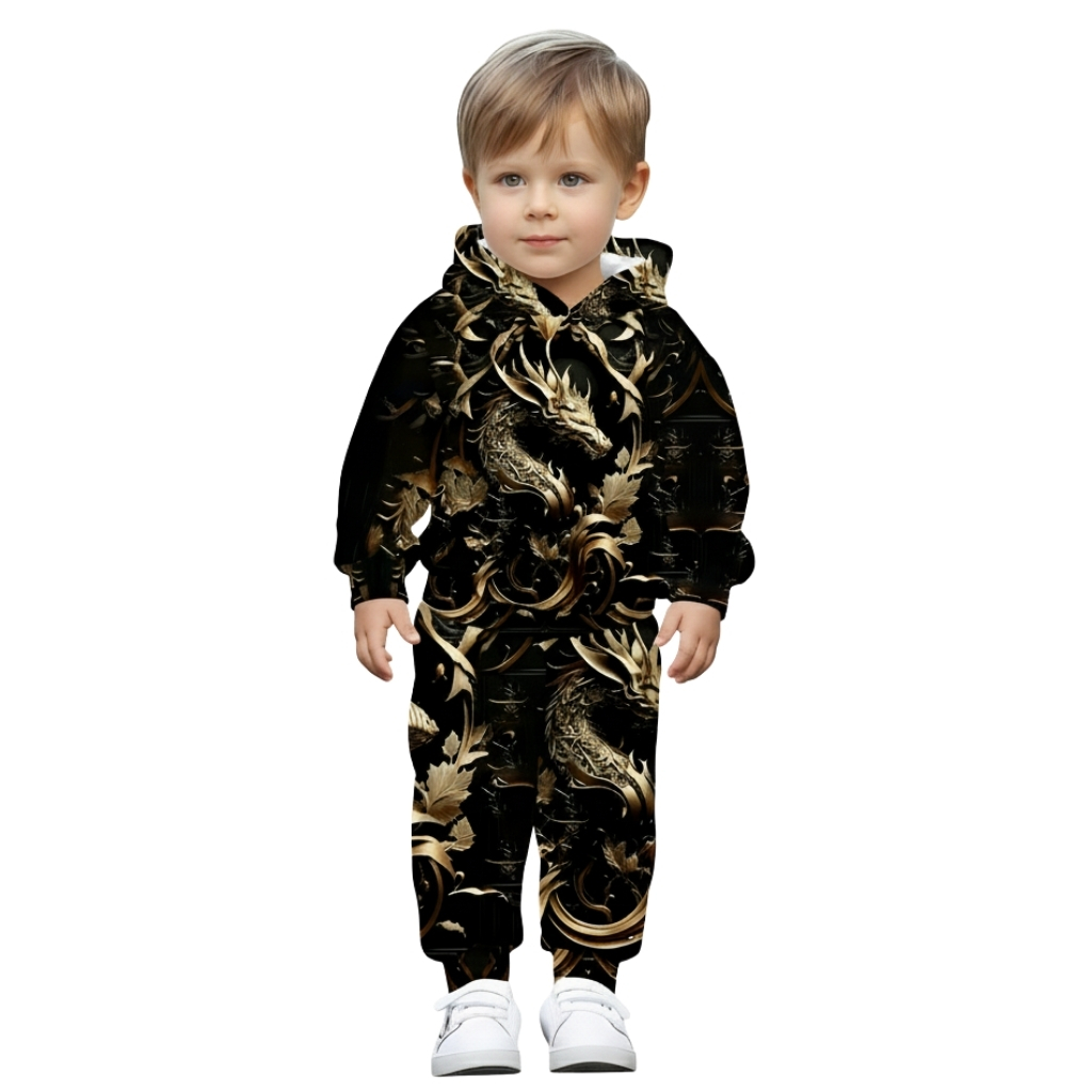 Dragon Pattern Hooded Onesie For Outdoor For Baby