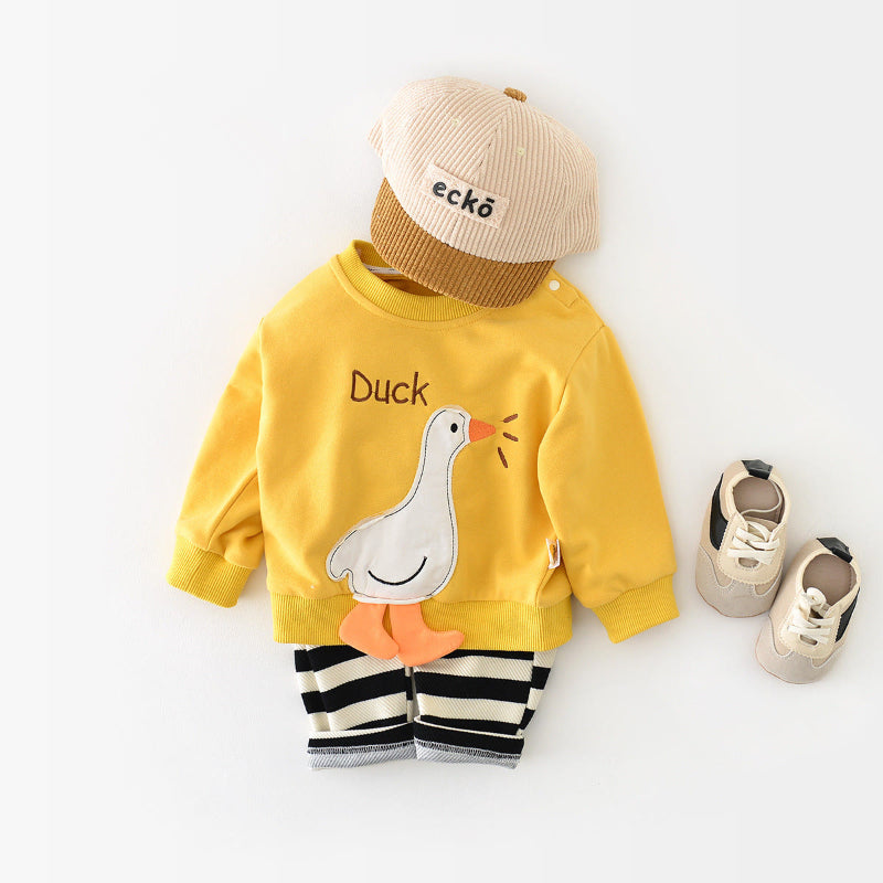 Duck Baby Sweatshirt Romper-Cozy Stroller
