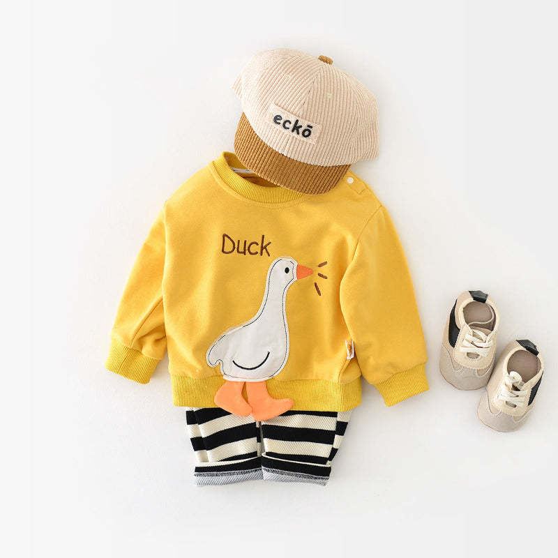 Duck Baby Sweatshirt Romper-Cozy Stroller