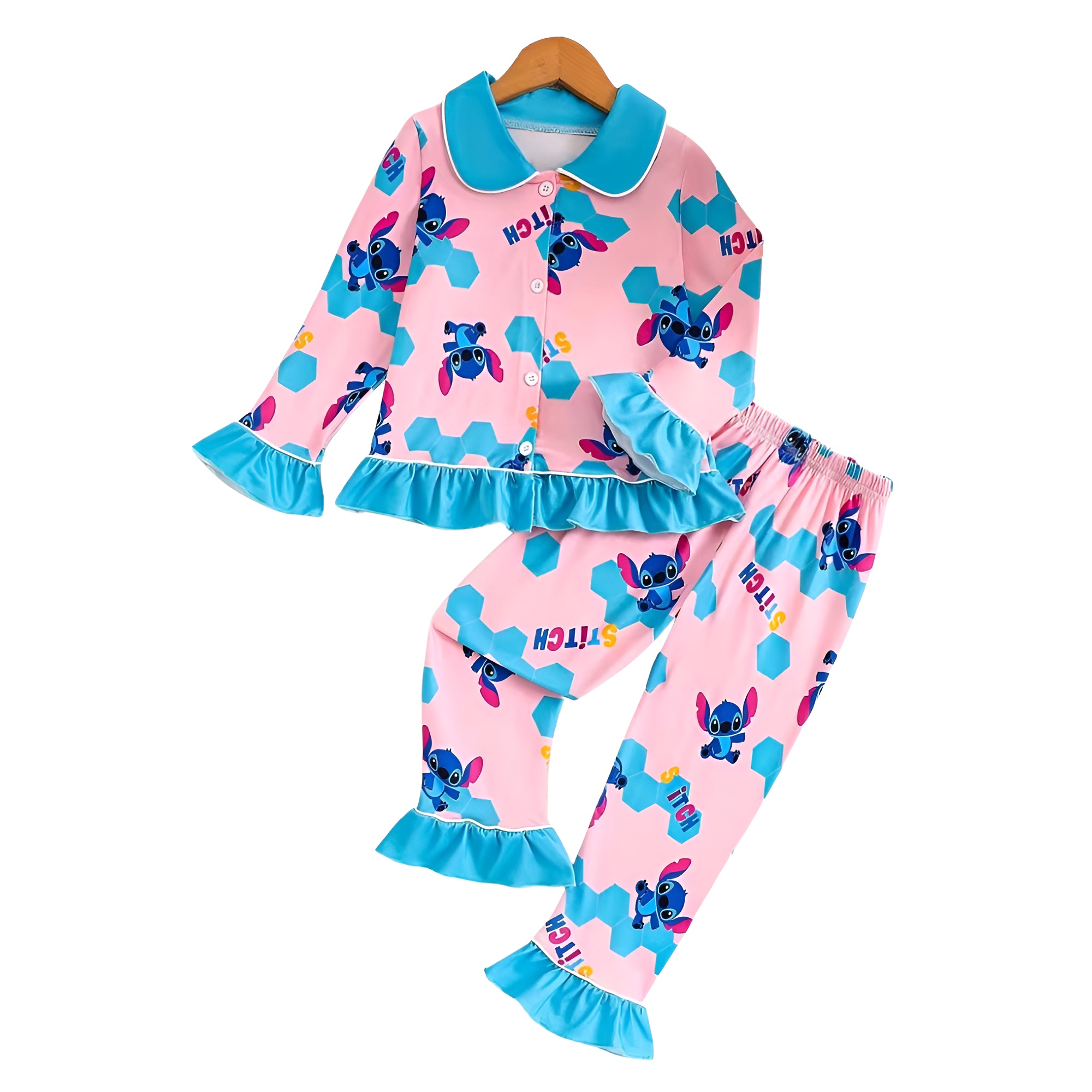 Long Sleeve Comfortable Fit Casual Pajama Set for Girls