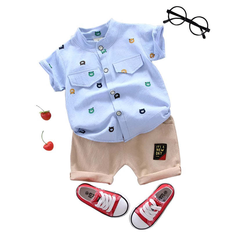 Animals Printed Shirt And Shorts-Cozy Stroller