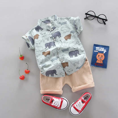 Animals Printed Shirt And Shorts-Cozy Stroller