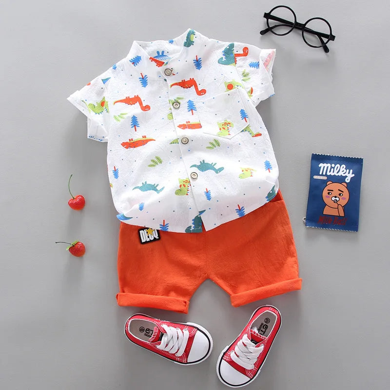 Animals Printed Shirt And Shorts-Cozy Stroller