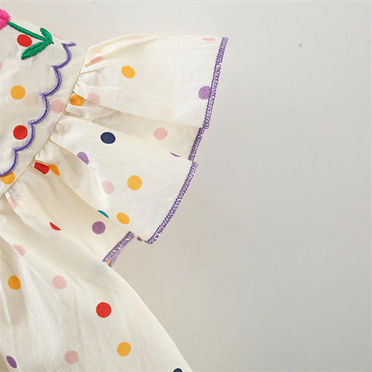 Floral Embroidery Round Dot Frolic Dress-Cozy Stroller