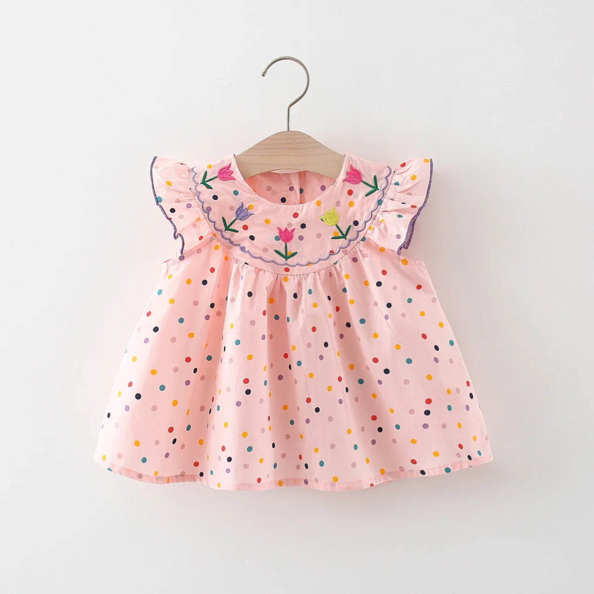 Floral Embroidery Round Dot Frolic Dress-Cozy Stroller