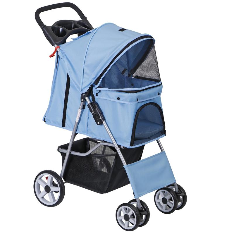 Foldable Dog Stroller Pet Travel Carriage Detachable Carrier Cart