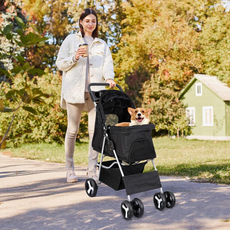 Foldable Dog Stroller Pet Travel Carriage Detachable Carrier Cart