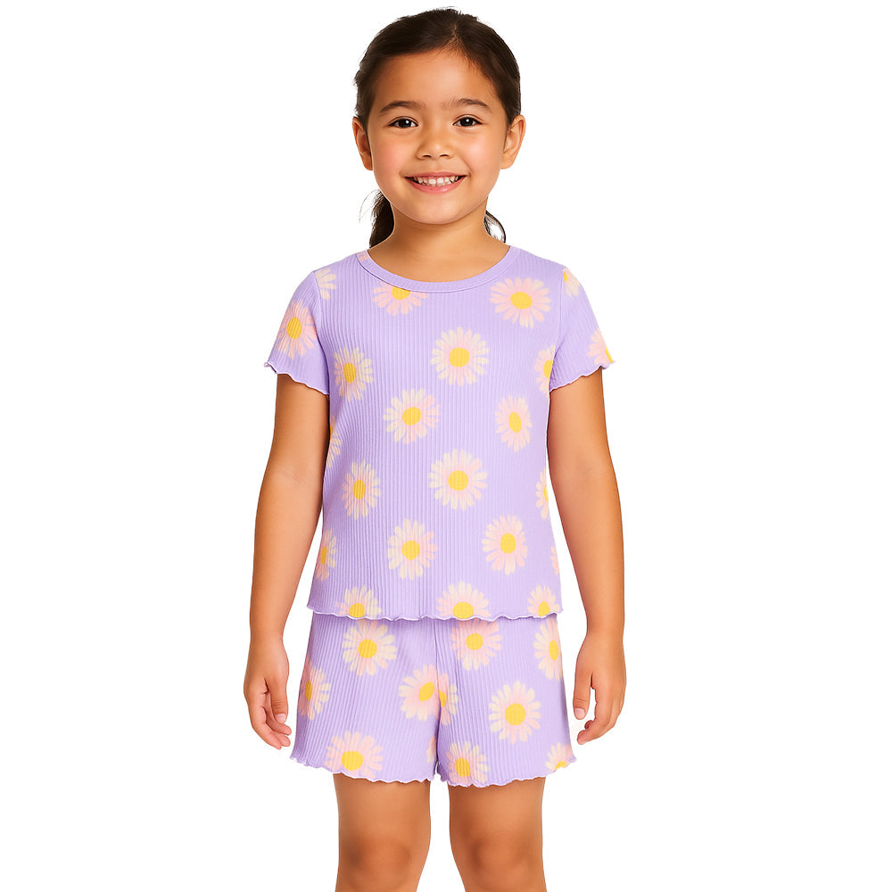 Colorful Art Print Pajama Set Of Top And Shorts-Cozy Stroller