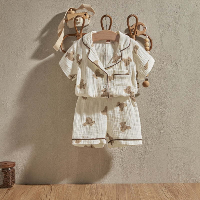 Front Pocket Lapel Tops And Shorts Set-Cozy Stroller