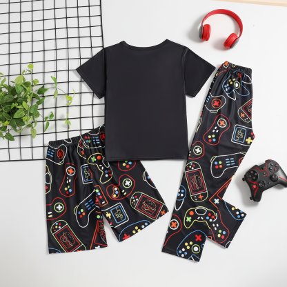 Game Console Print Short Sleeve Pajama Set For Boys