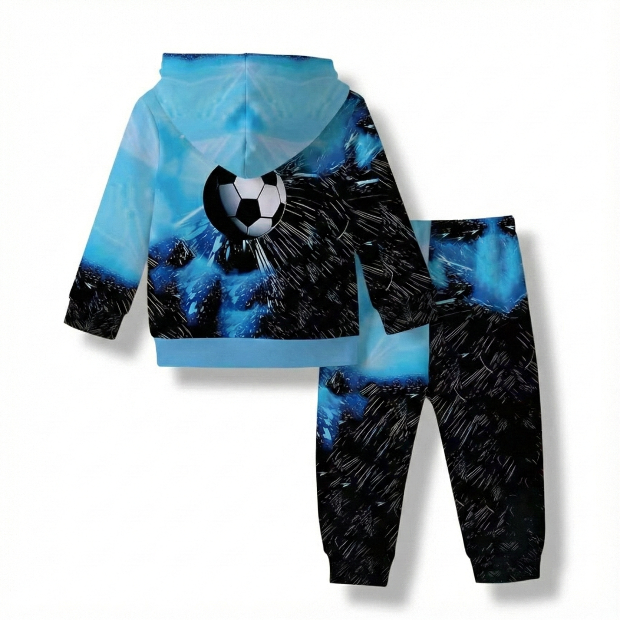 Football Graphic Hooded Sweatshirt Set For Daily Wear For Baby